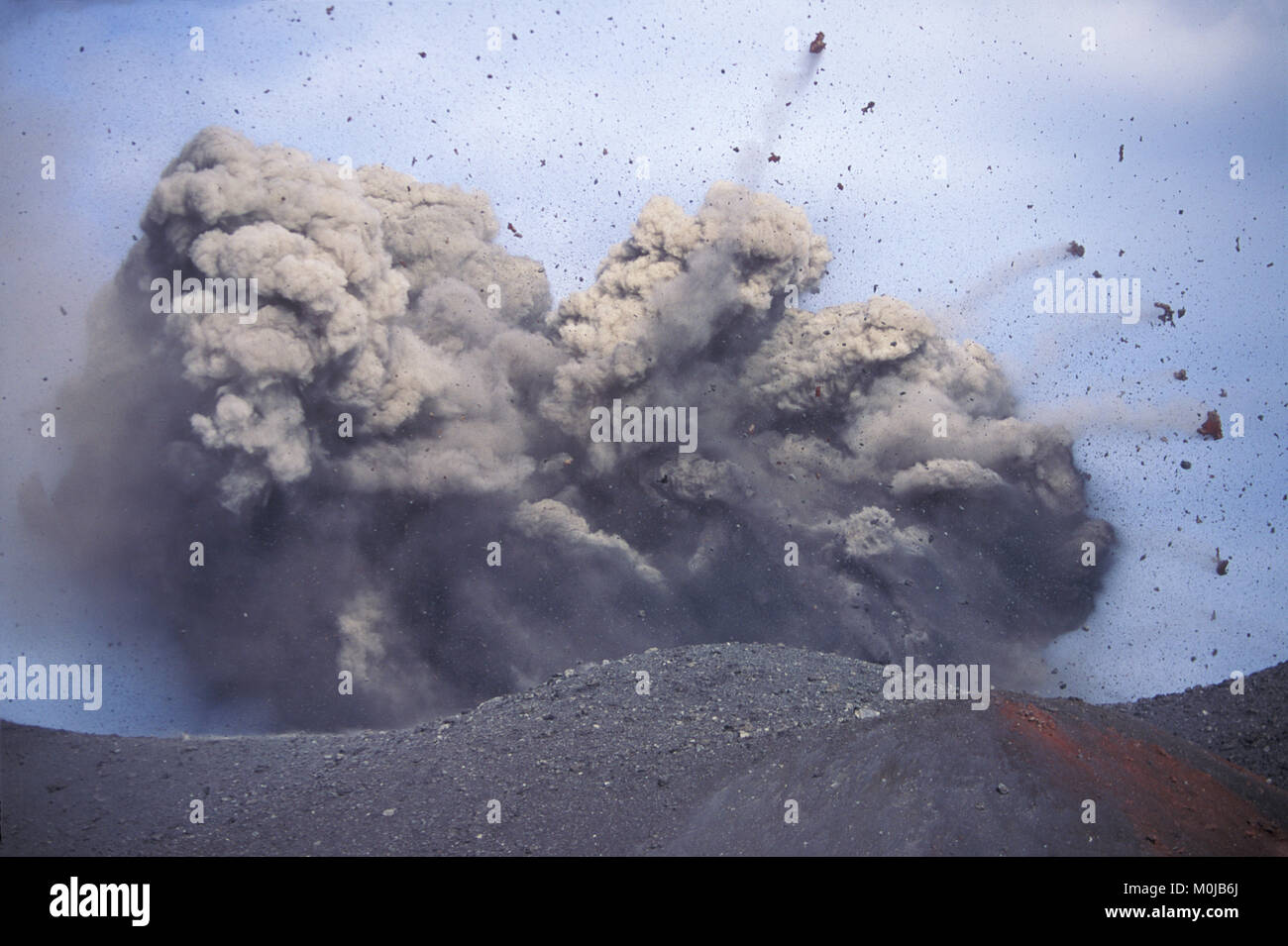 Volcanic eruption, Krakatoa, or Krakatau, Sunda Strait. In between the 