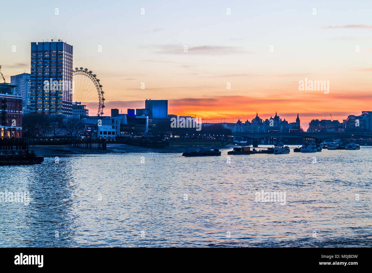 London Eye on the Embankment Stock Photo