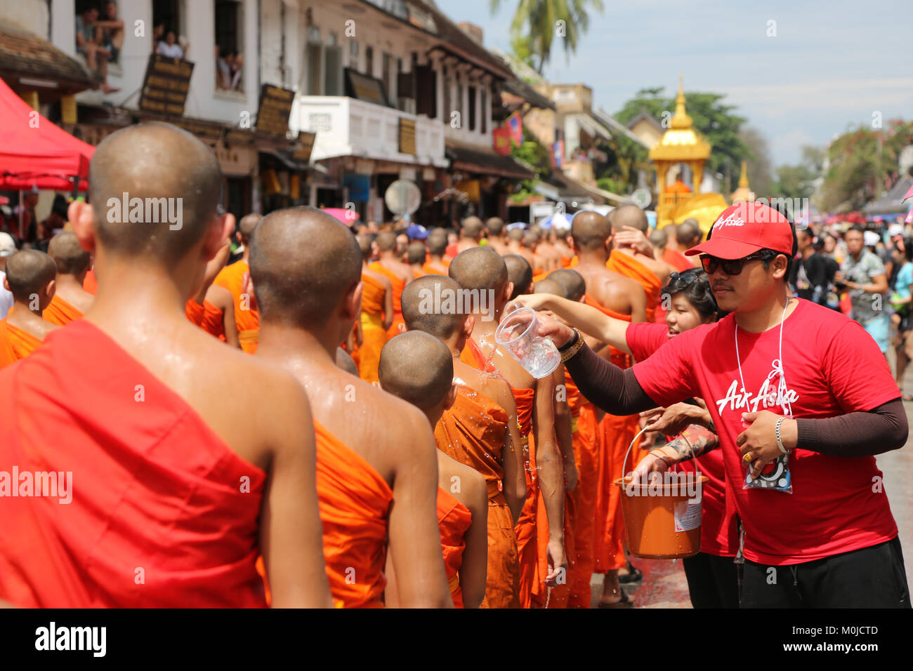 Lao New Year Parade for Pi Mai in UNESCO World Heritage Town of Luang Prabang, Laos Stock Photo