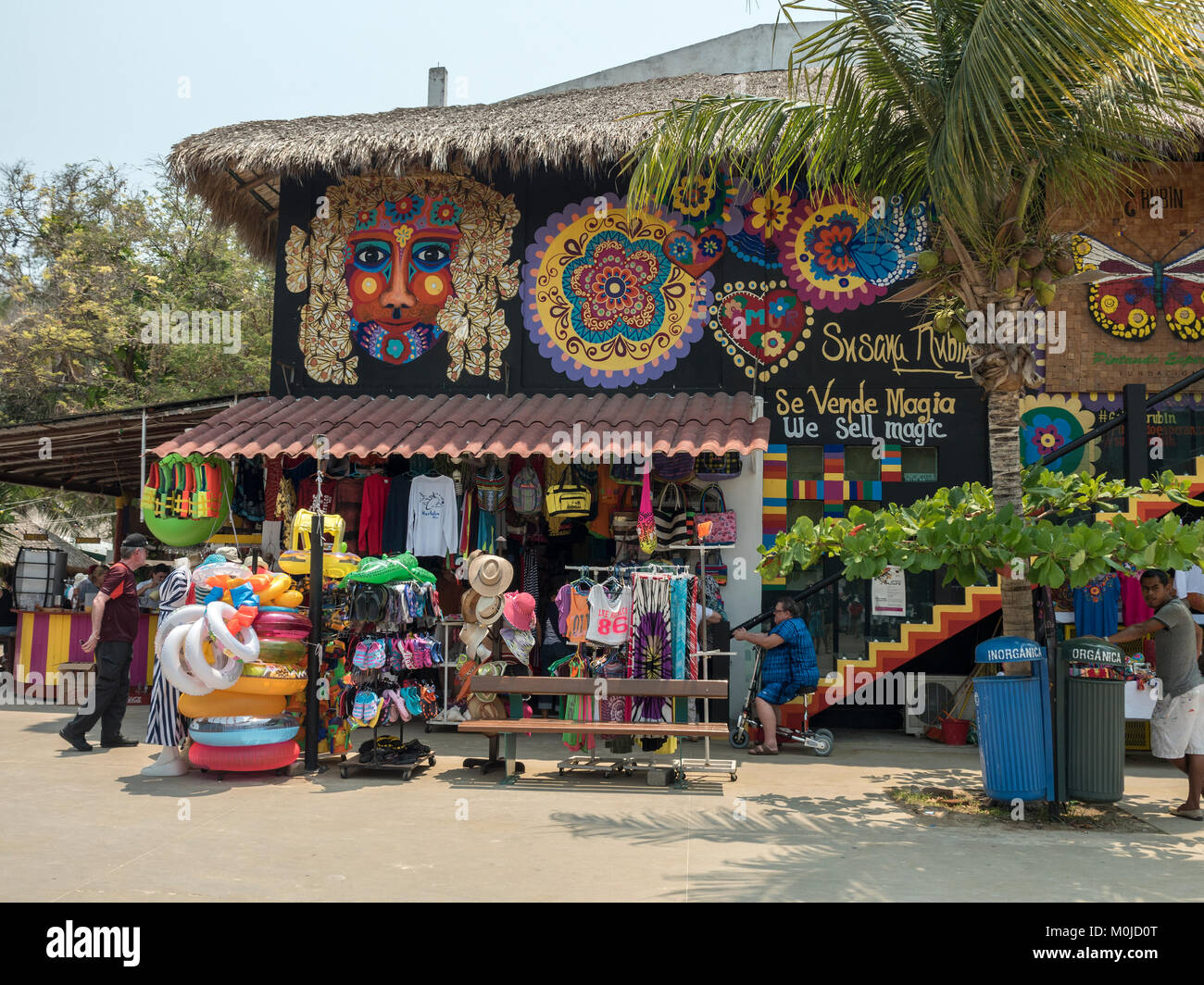 A Tourist Souvenir Store In The Cruise Ship Port Of Santa Cruz Bay Huatulco Mexico Stock Photo