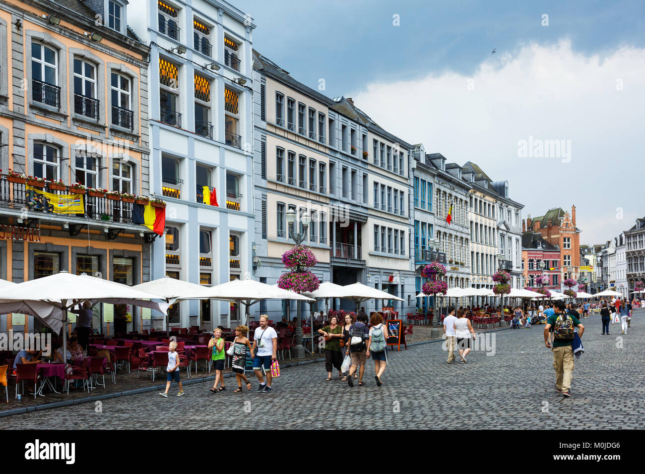 Belgium: the Grand-Place square in Mons in the Hainaut province (Walloon region) Stock Photo