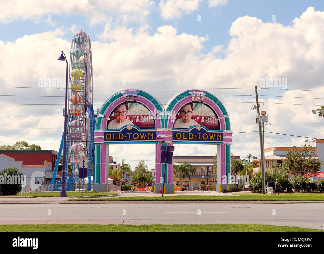 Entrance To Old Town Amusement Park And Outdoor Shopping Mall