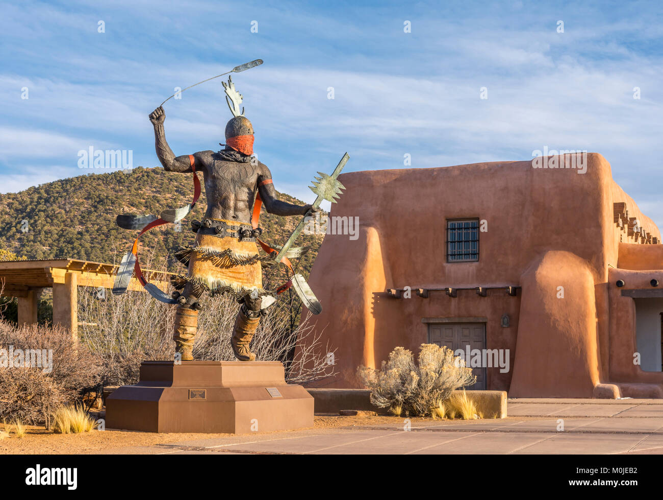 Museum of Indian Arts and Culture, Apache Mountain Spirit Dancer bronze sculpture by Goseyun and Anthropology Lab in Santa Fe, New Mexico USA. Stock Photo