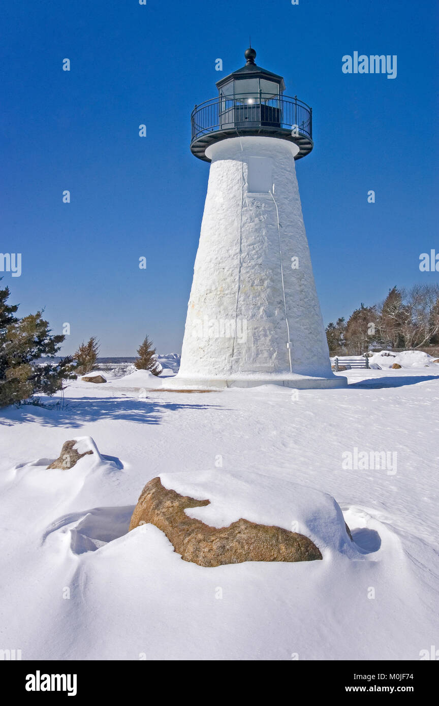 Ned's Point Light (1838) -- Mattapoisett, Massachusetts, USA Stock Photo