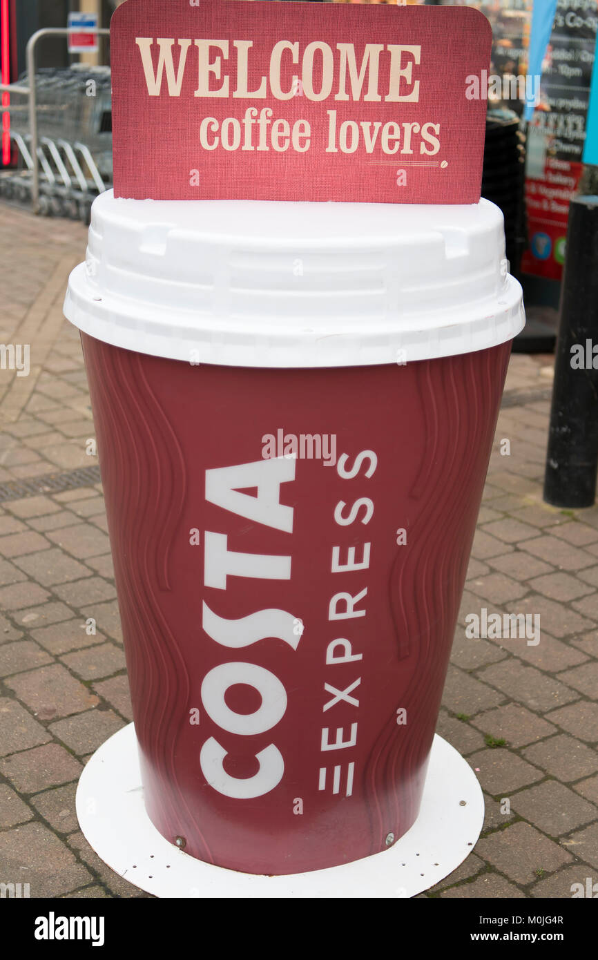 Costa Coffee branding sign logo. Stock Photo