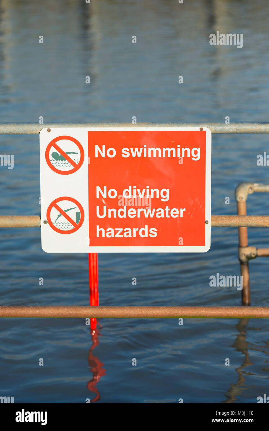 Safety signs at Rye Harbour Stock Photo Alamy