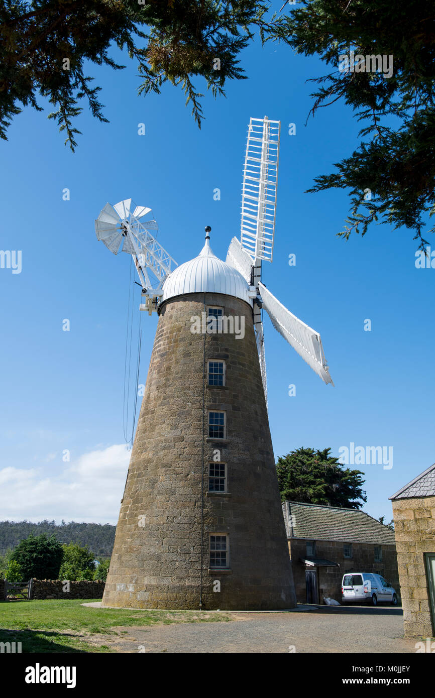 Callington Mill is a Lincolnshire tower mill built in 1837 in Oatlands, Tasmania by John Vincent. It has recently been restored. Stock Photo