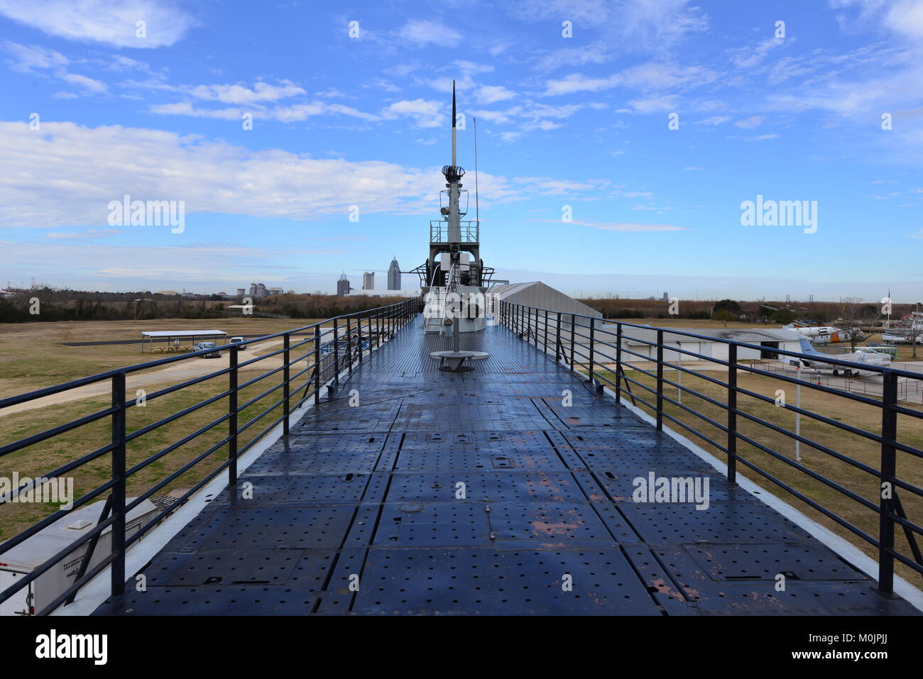 The deck of an American World war two submarine. Stock Photo