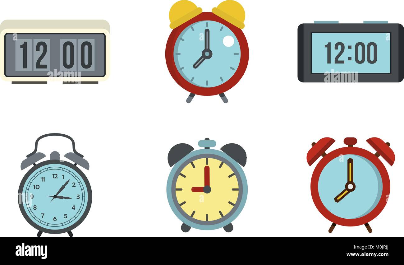 Alarm clock icon set, flat style Stock Vector Image & Art - Alamy