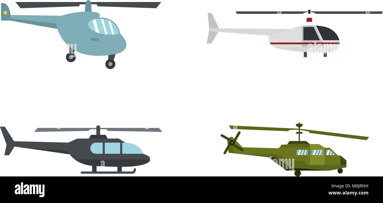 Helicopter icon set, flat style Stock Vector Image & Art - Alamy
