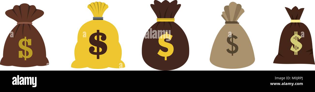 Money bag icon set, flat style Stock Vector Image & Art - Alamy
