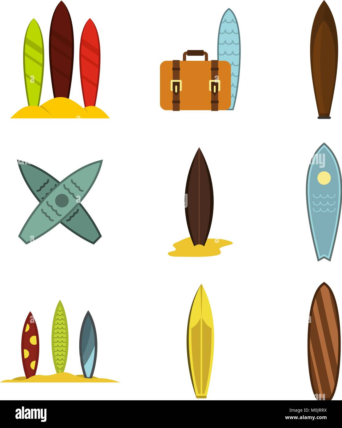 Surf board icon set, flat style Stock Vector Image & Art - Alamy