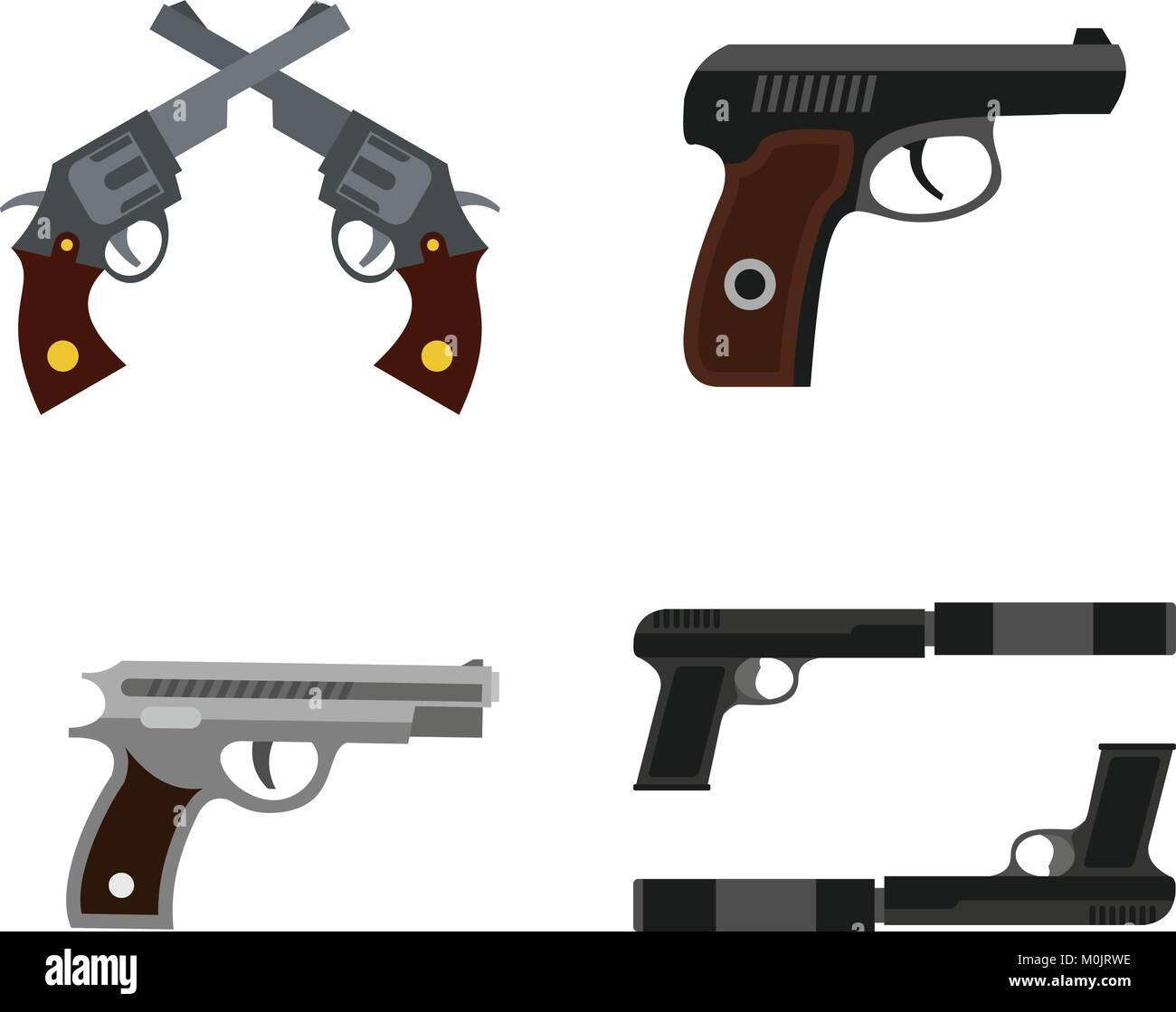Pistol icon set, flat style Stock Vector Image & Art - Alamy
