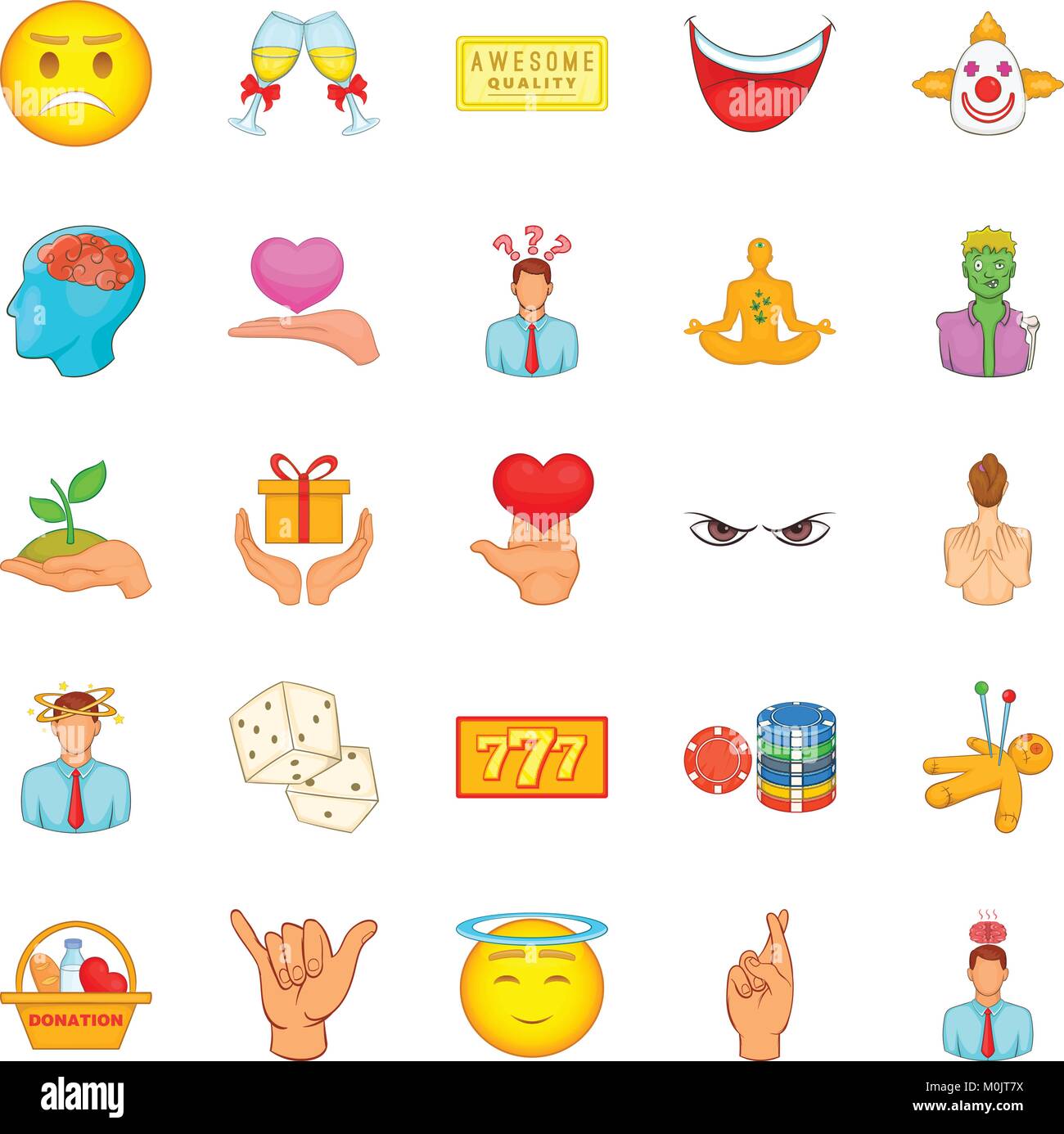 Cheerful icons set, cartoon style Stock Vector Image & Art - Alamy