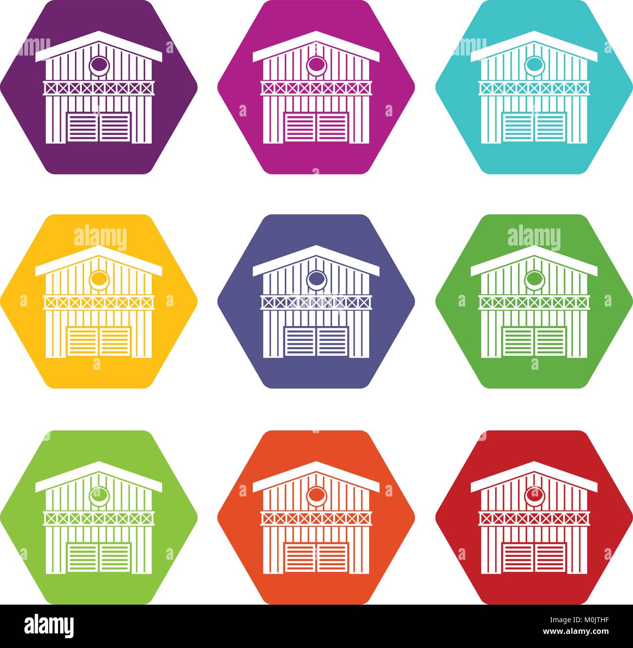 Barn for animals icon set color hexahedron Stock Vector Image & Art - Alamy