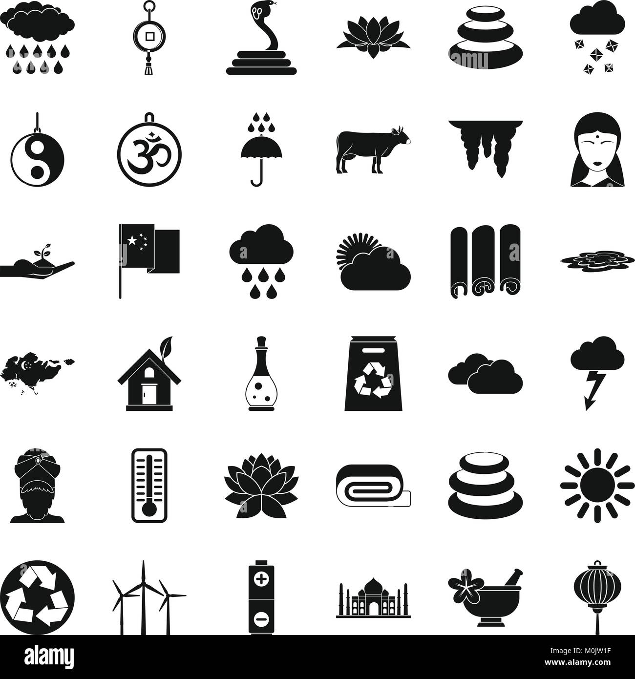 Asian place icons set, simple style Stock Vector Image & Art - Alamy
