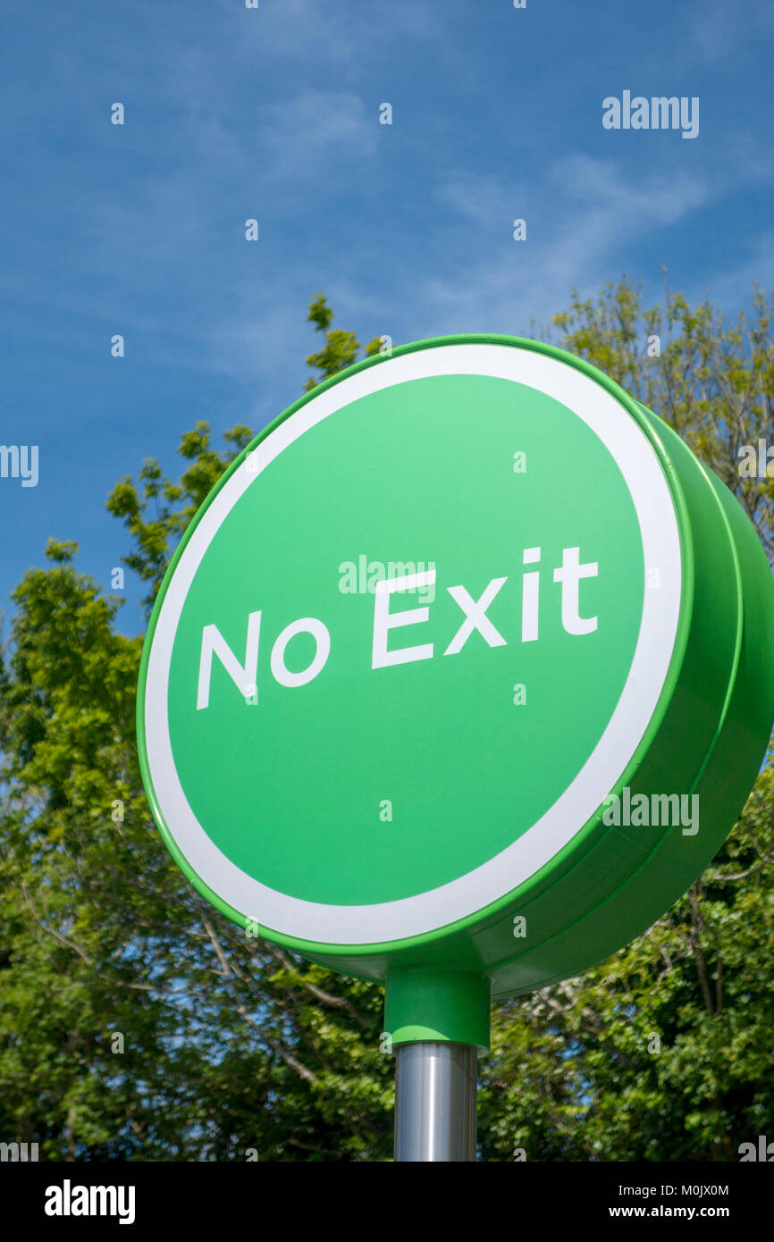 Round, green no exit sign Stock Photo Alamy