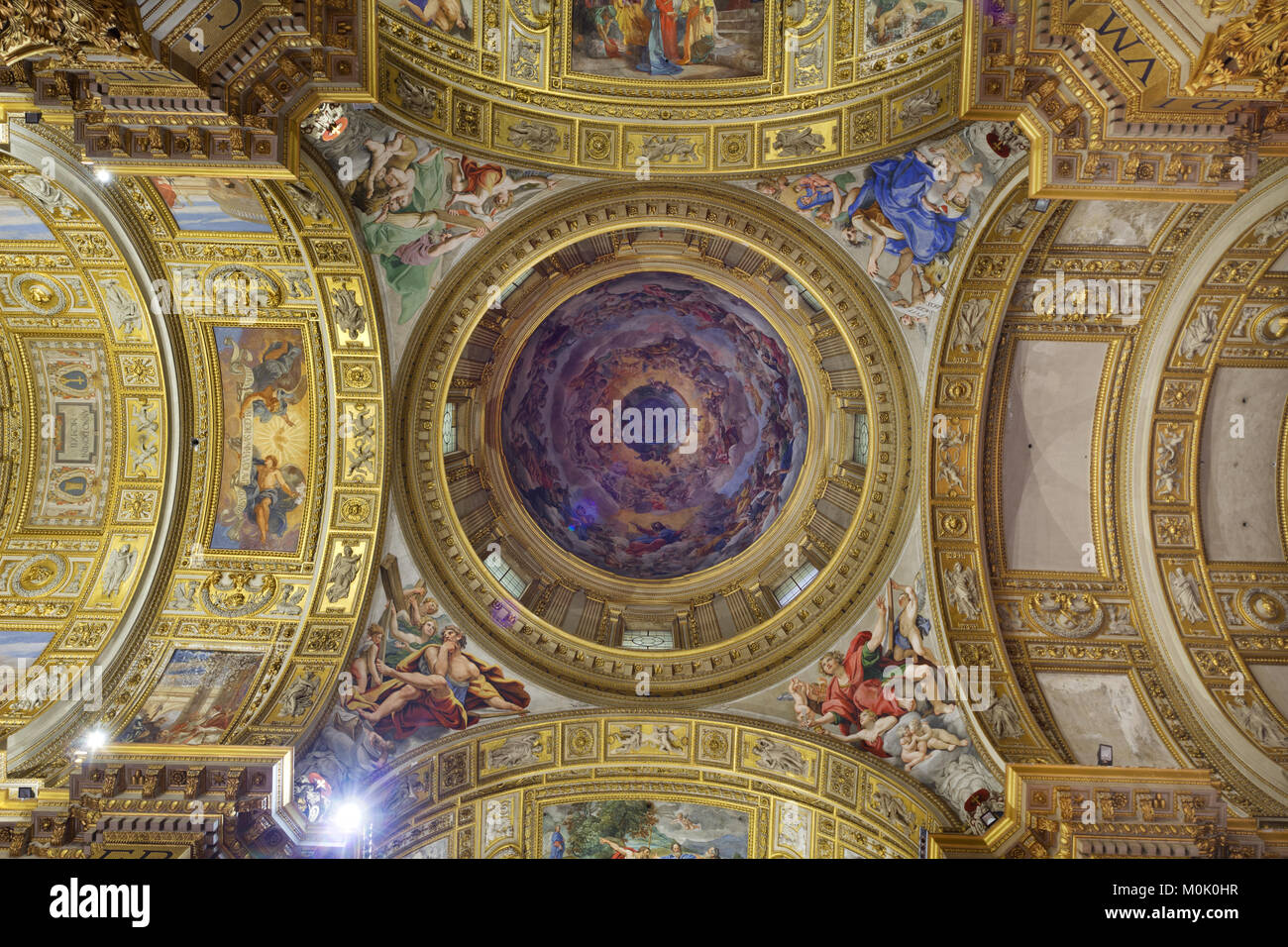 The Triumph of Colors: an extraordinary cycle of frescoes on the ceiling of Sant'Andrea della Valle in Rome (Dome) Stock Photo
