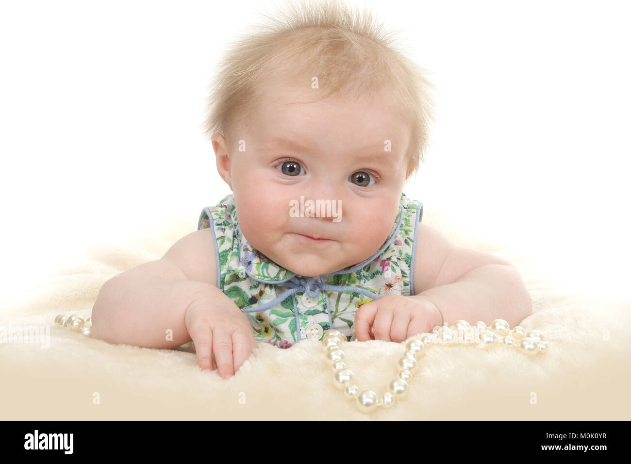 7 months old girl, infant, child development Stock Photo