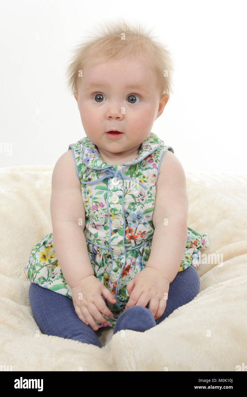 7 months old girl, infant, child development Stock Photo