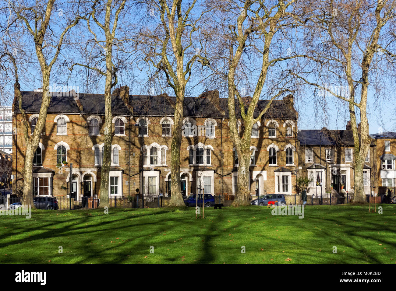 Terraced houses in Hackney near Victoria Park, London England United Kingdom UK Stock Photo