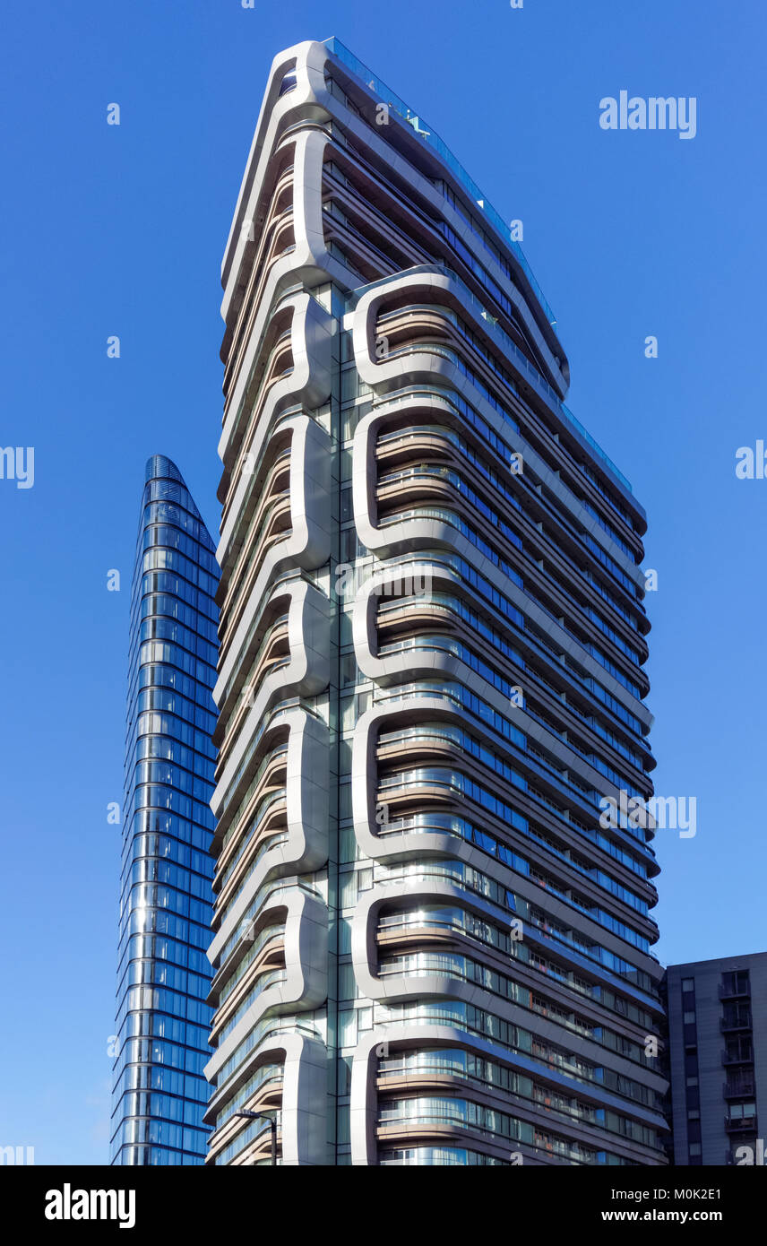 Modern residential buildings Lexicon Tower and Canaletto Tower on City Road in London, England United Kingdom UK Stock Photo