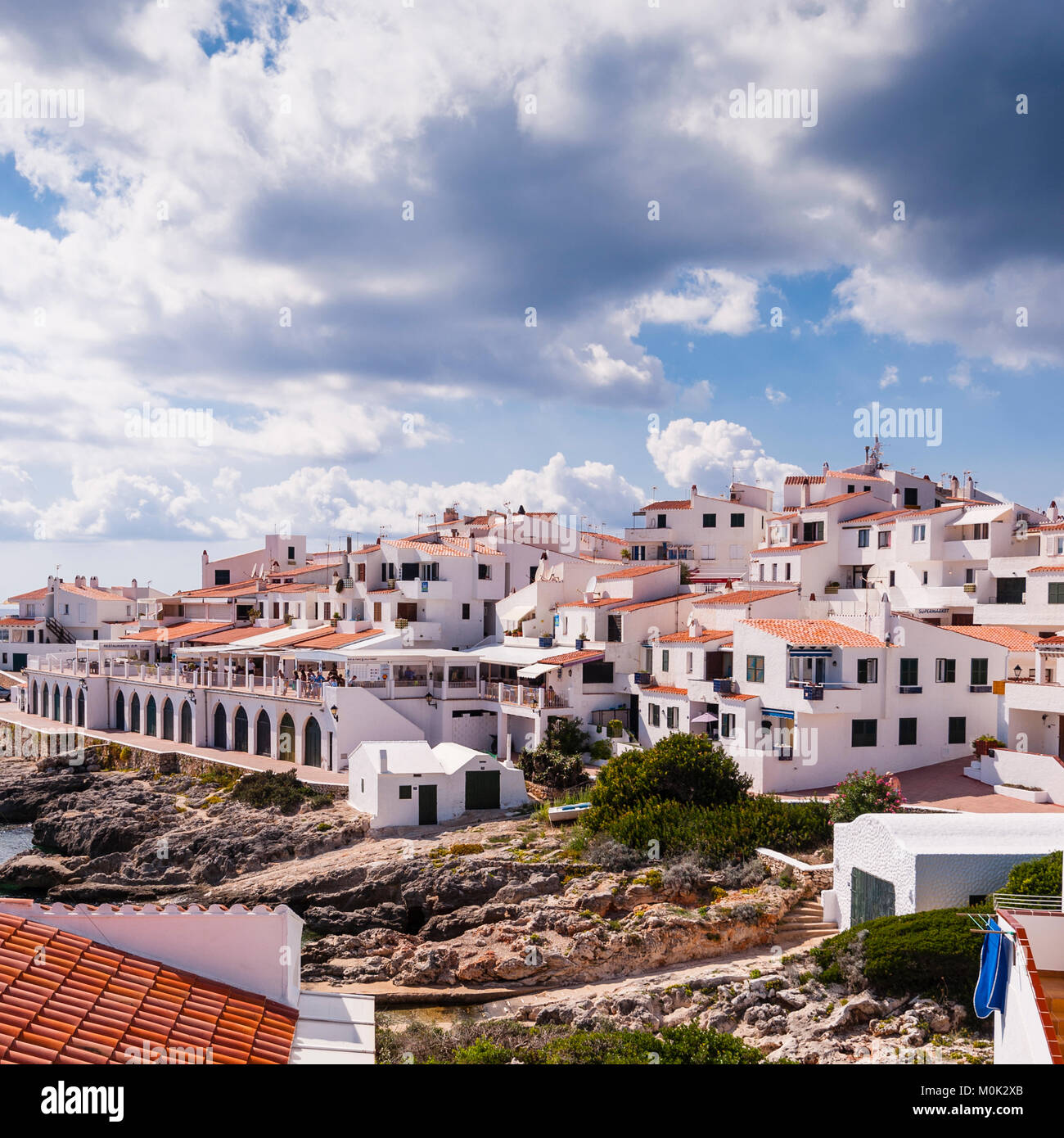 The small village of Biniancolla-Punta Prima , Menorca , Balearic Islands , Spain Stock Photo