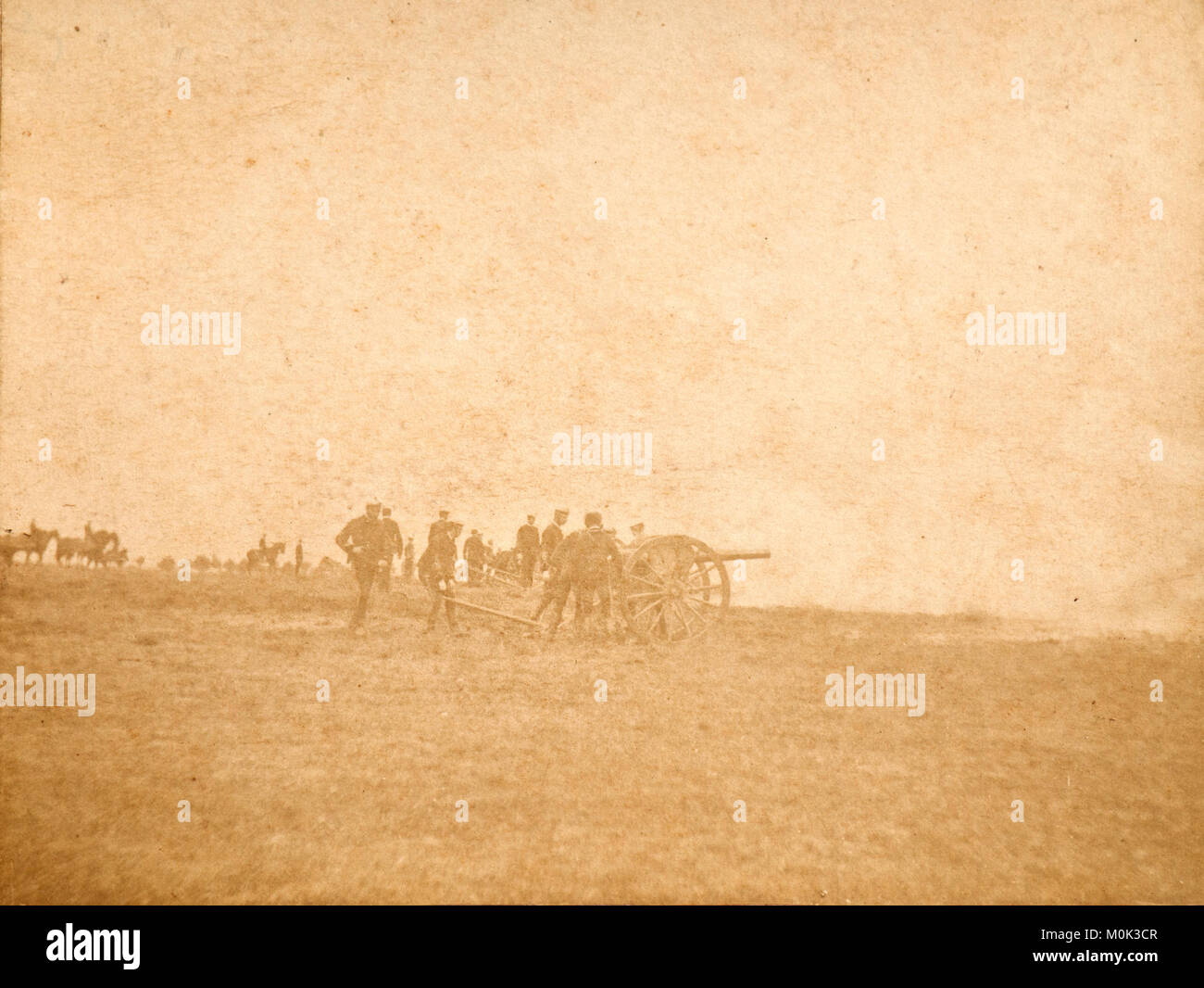 Royal Italian artillery during exercises in San Giusto firing range back in 1891 Stock Photo