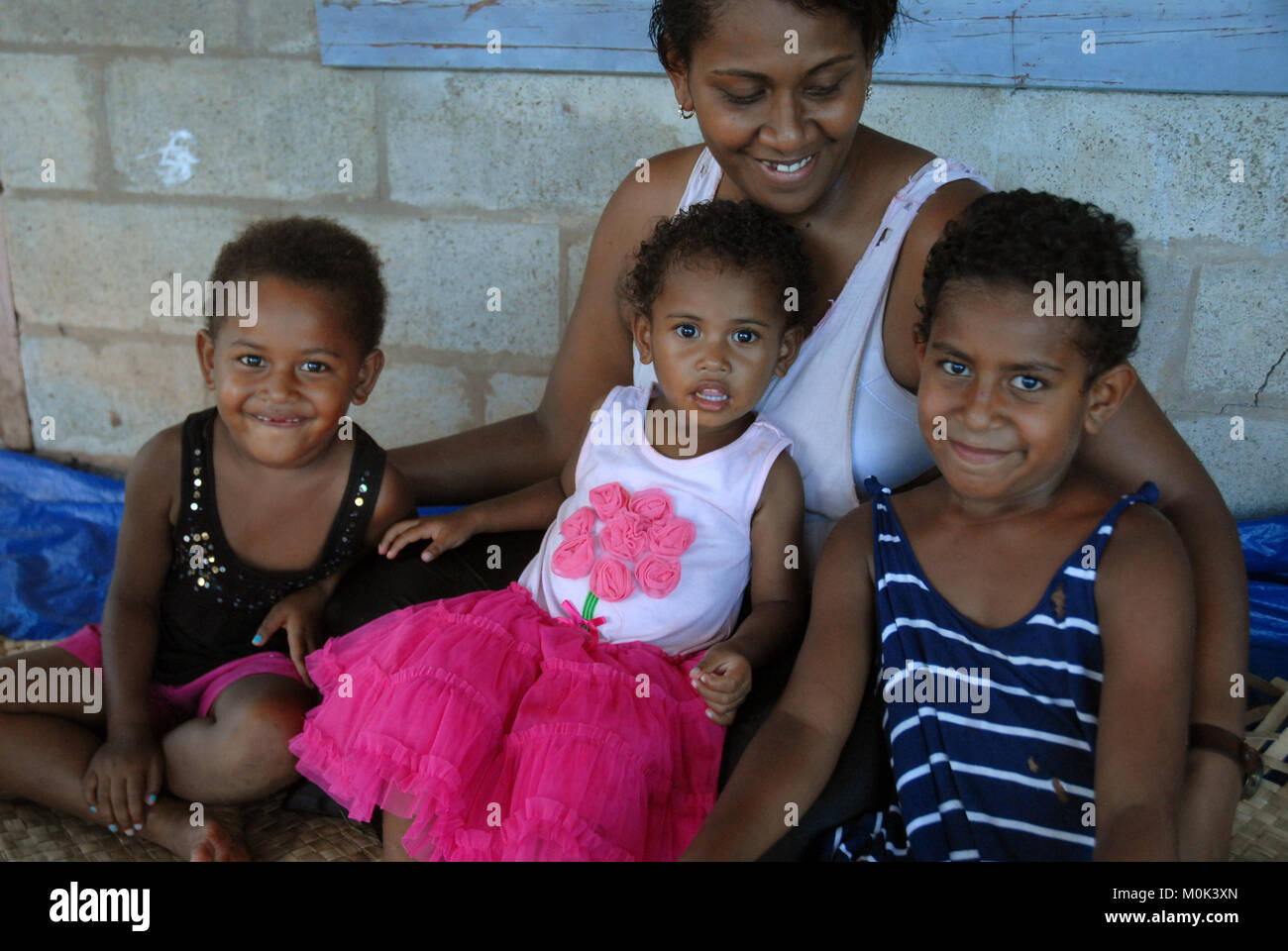 Mother and her 3 children, Rakirali, Fiji Stock Photo Alamy