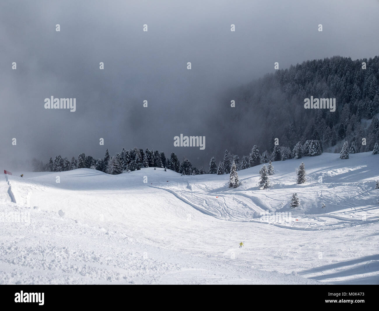 Skiing in Trentino, Pampeago Stock Photo