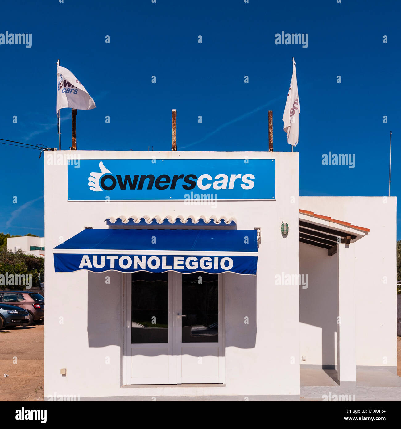 Car rentals at Punta Prima , Menorca , Balearic Islands , Spain Stock Photo