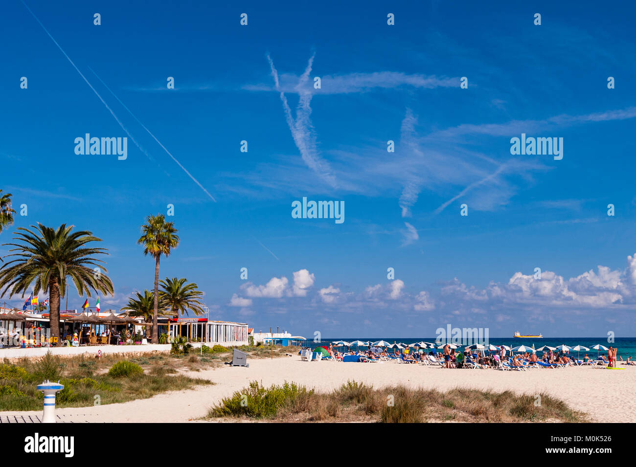 People on the beach at Punta Prima , Menorca , Balearic Islands , Spain Stock Photo