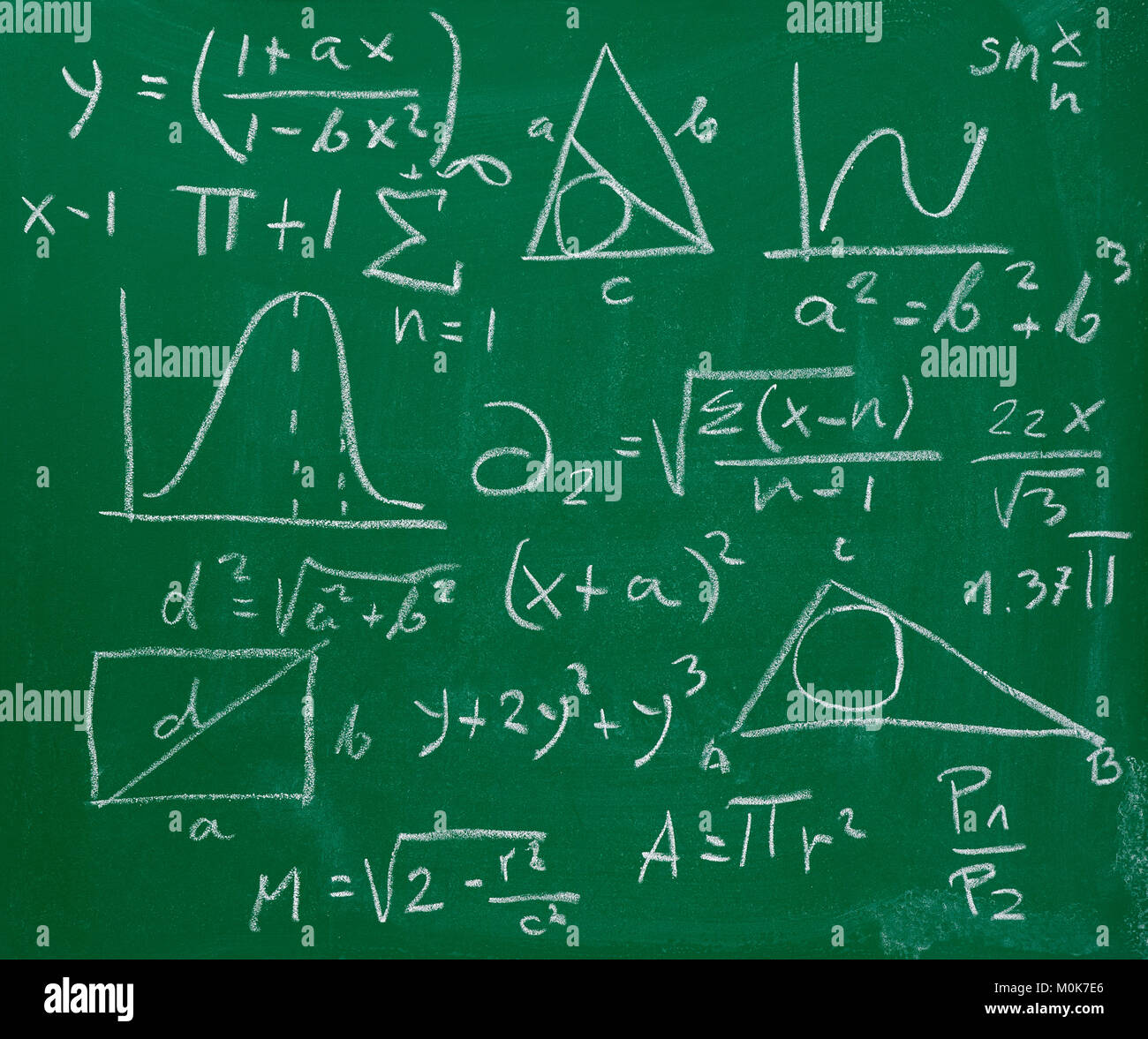 math formulas and signs on a chalkboard Stock Photo