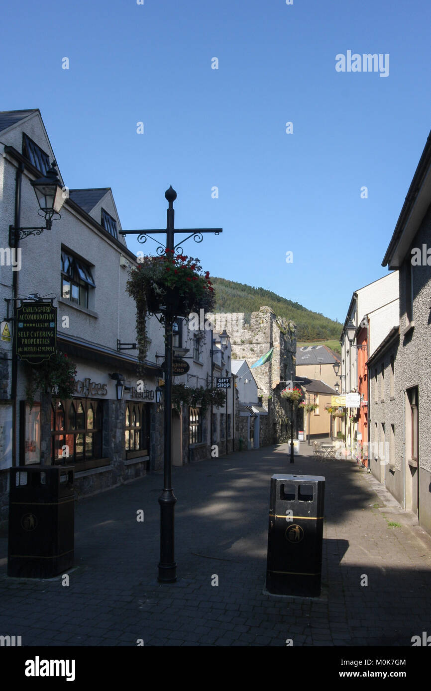 Street in Carlingford a medieval town on the Cooley Peninsula in