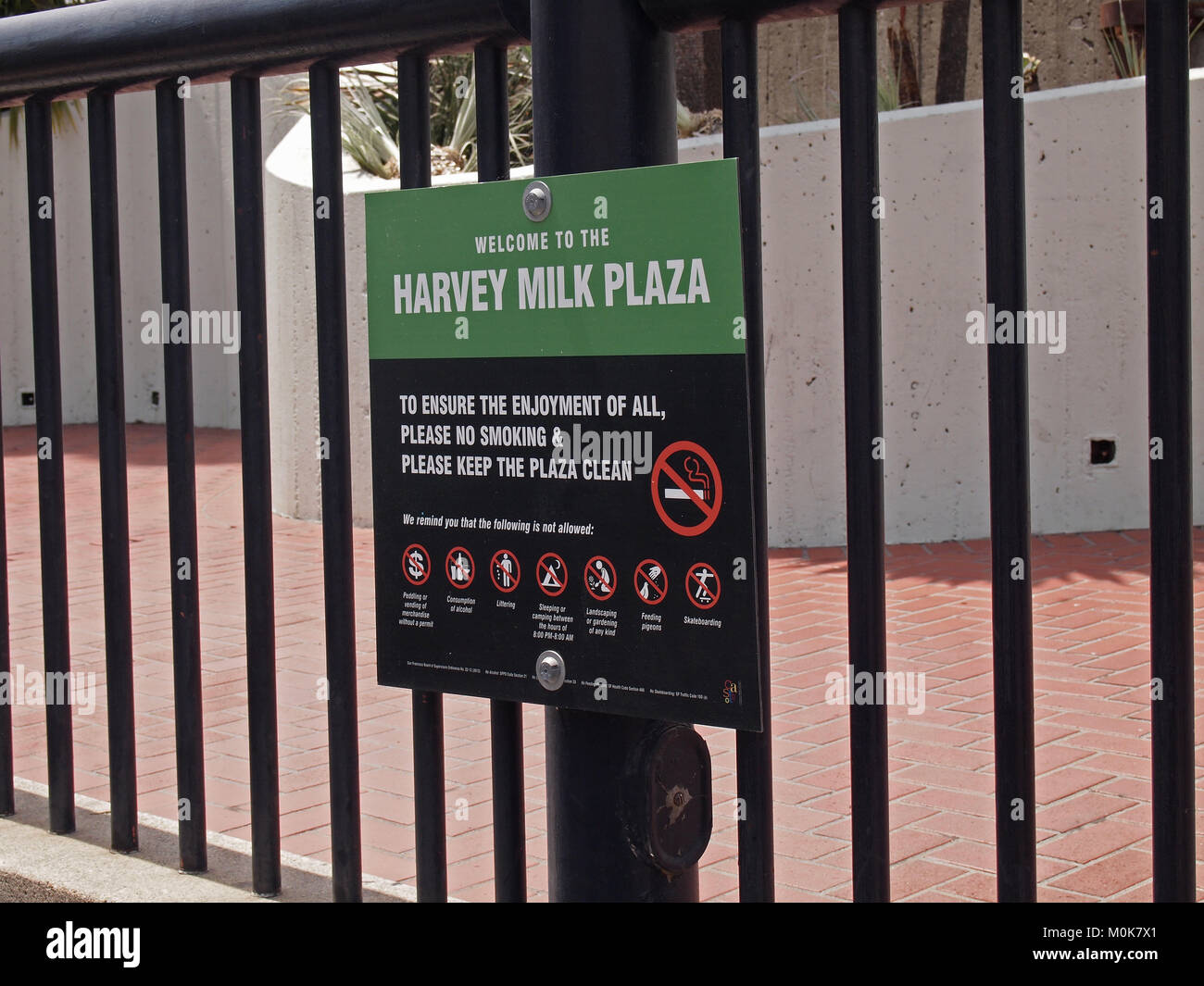 Harvey Milk plaza sign , Castro District, San Francisco, California, Stock Photo