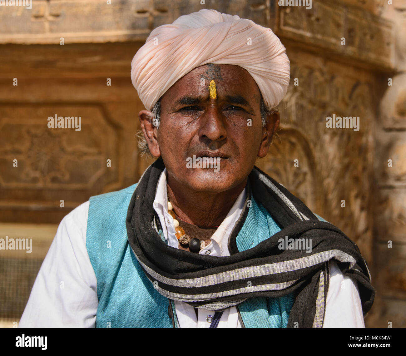 A man in his white turbans of Rajasthan, India Stock Photo Alamy