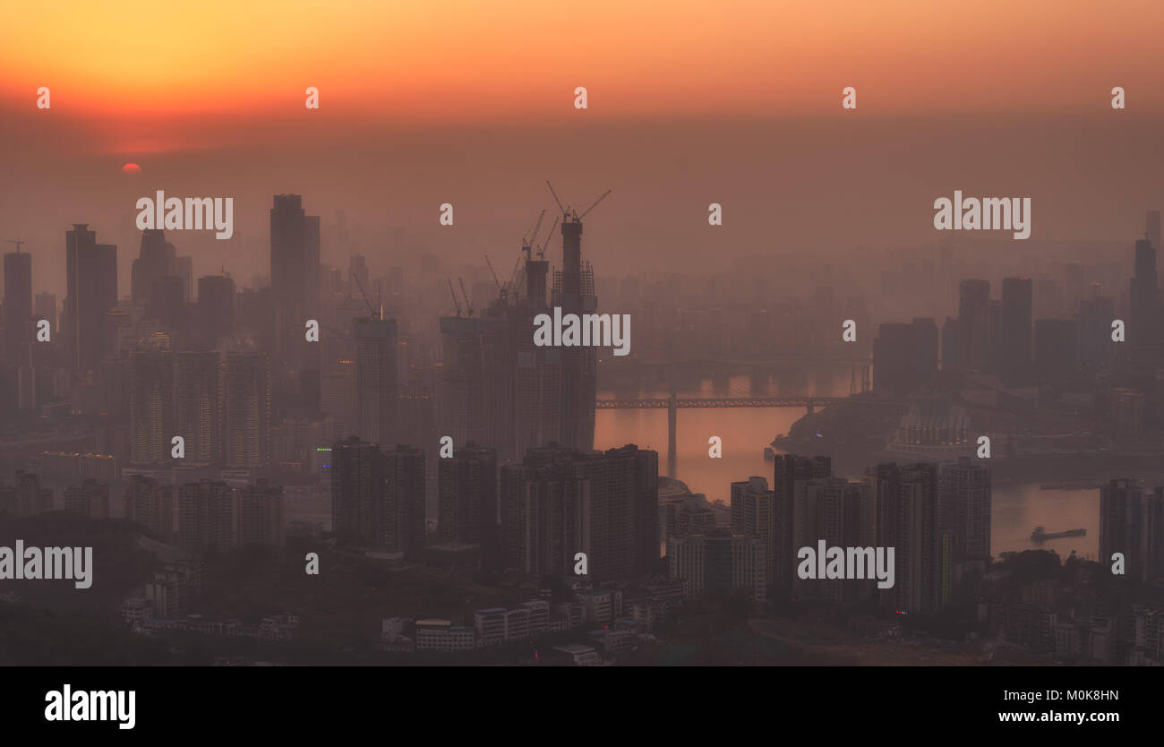 Chongqing cityscape at sunset Stock Photo