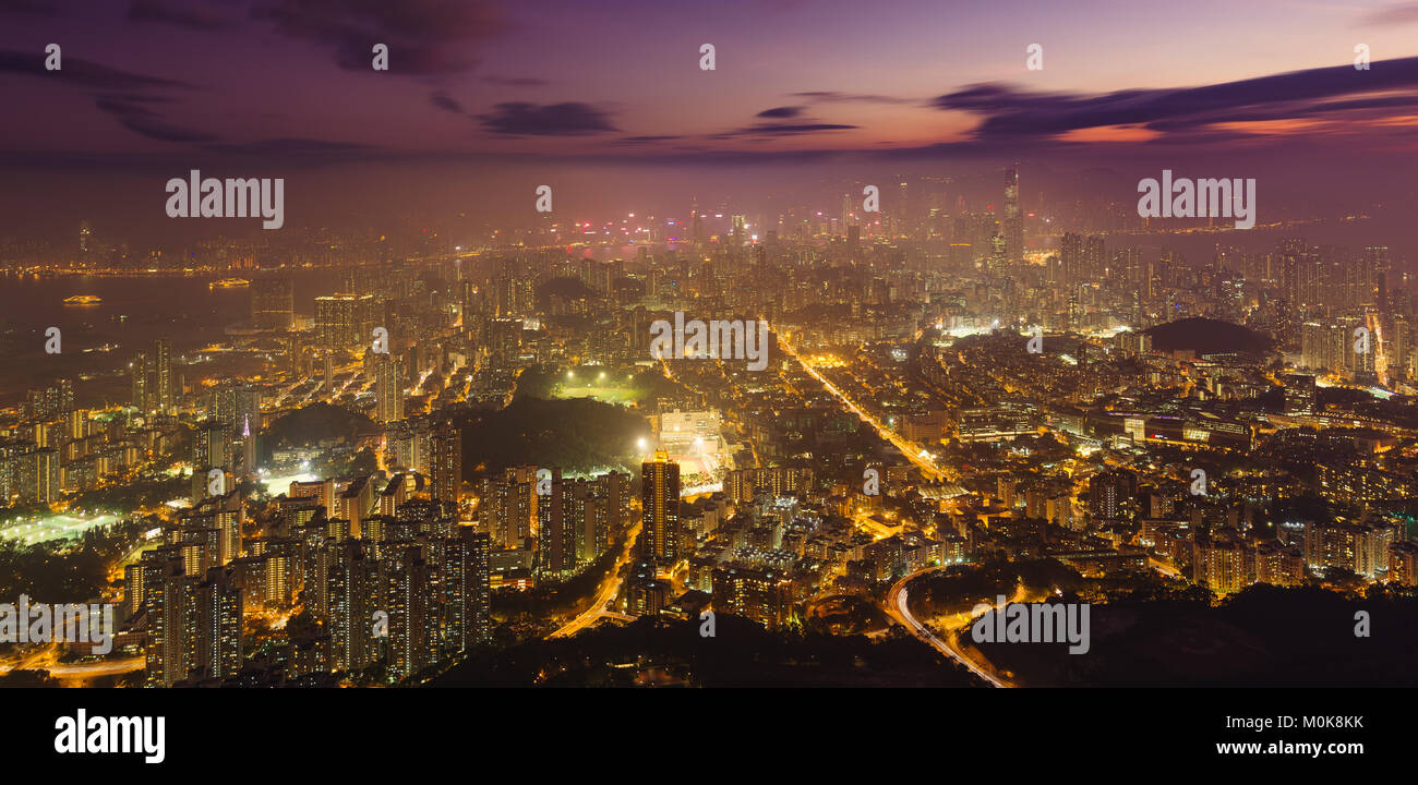 Hong Kong cityscape at night Stock Photo