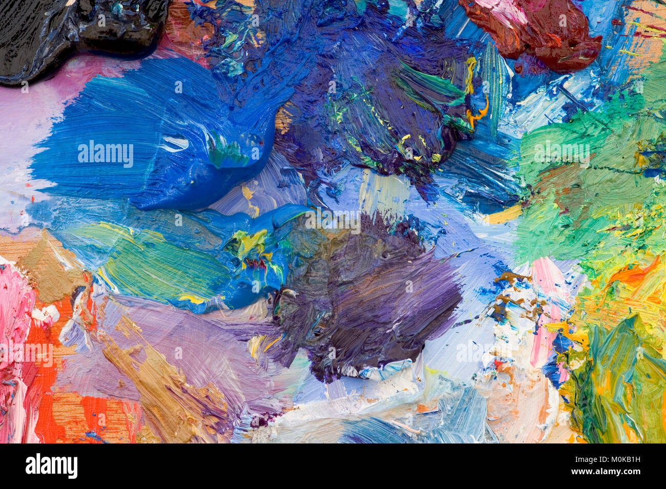 Artists oil paints multi coloured close up semi abstract Stock Photo