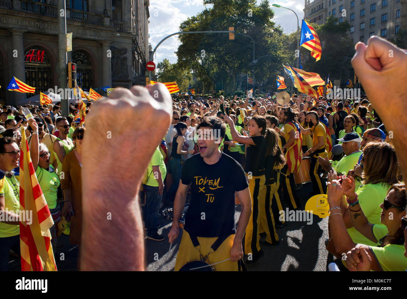 One million Catalans march for independence on September 11, 2017 in Barcelona center, Catalonia, Spain Stock Photo