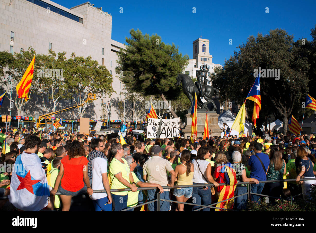 One million Catalans march for independence on September 11, 2017 in Barcelona center, Catalonia, Spain Stock Photo