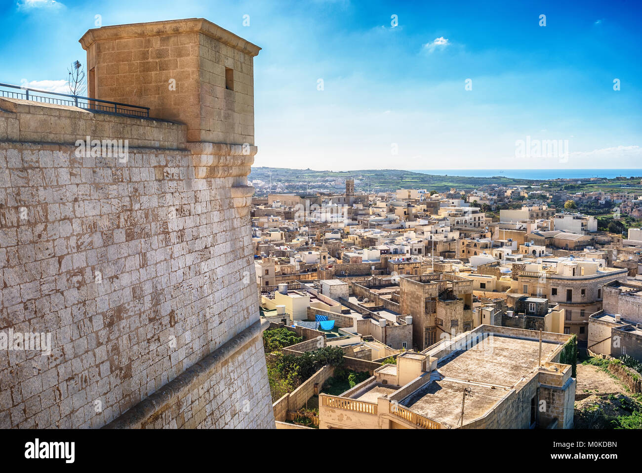 Victoria, Gozo island, Malta: aerial view from the Cittadella Stock Photo