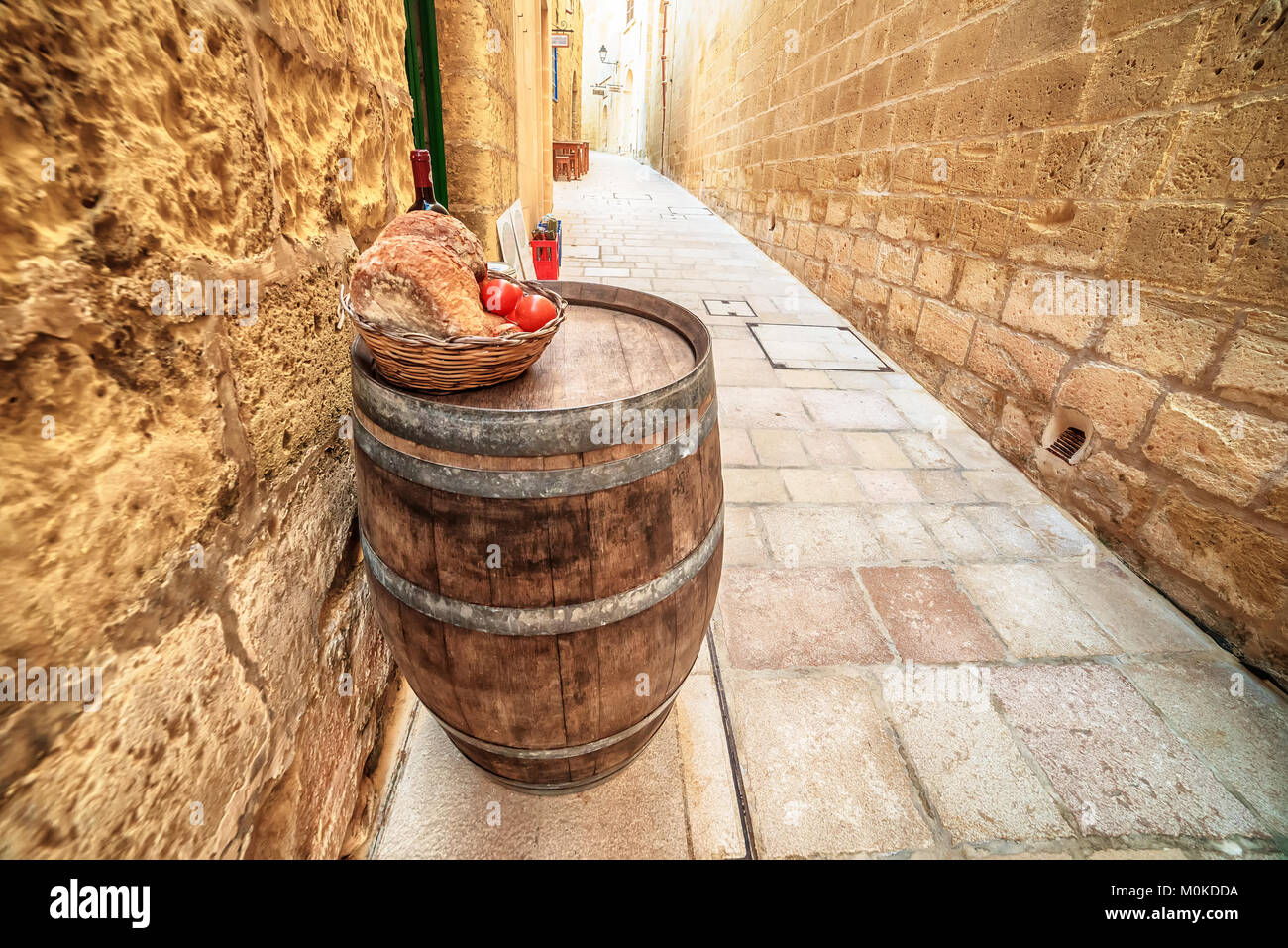 Victoria, Gozo island, Malta: medieval food in the Cittadella, also known as Citadel, Castello Stock Photo
