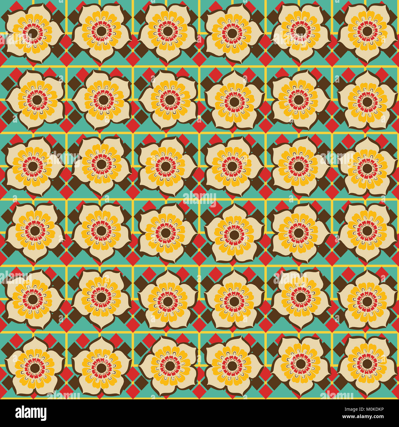 Floral and geometric pattern. Stock Photo