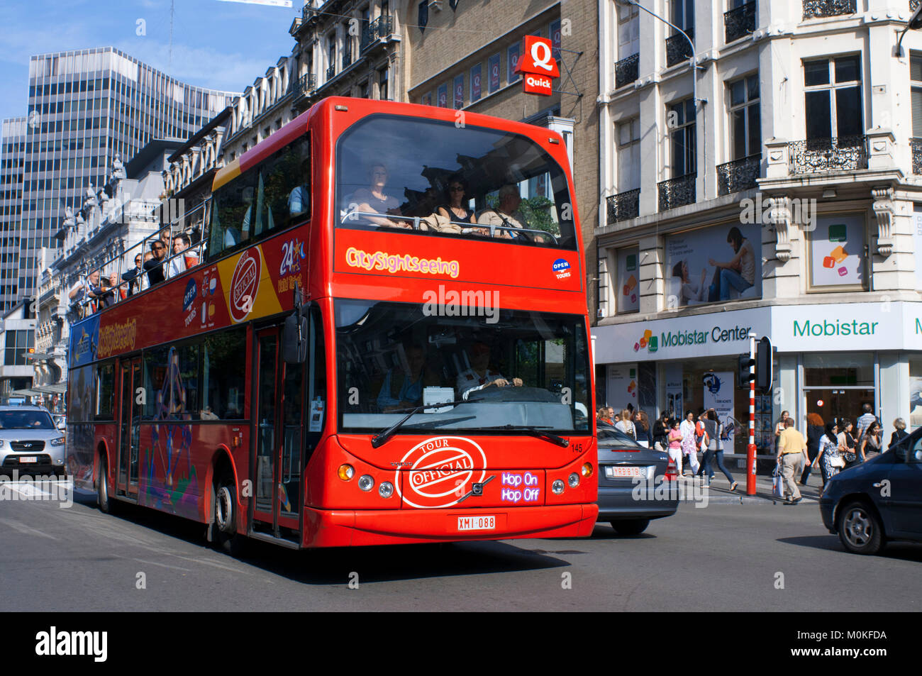 Citytrip sightseeing hop on hop off tourism bus in Brussels, Belgium ...