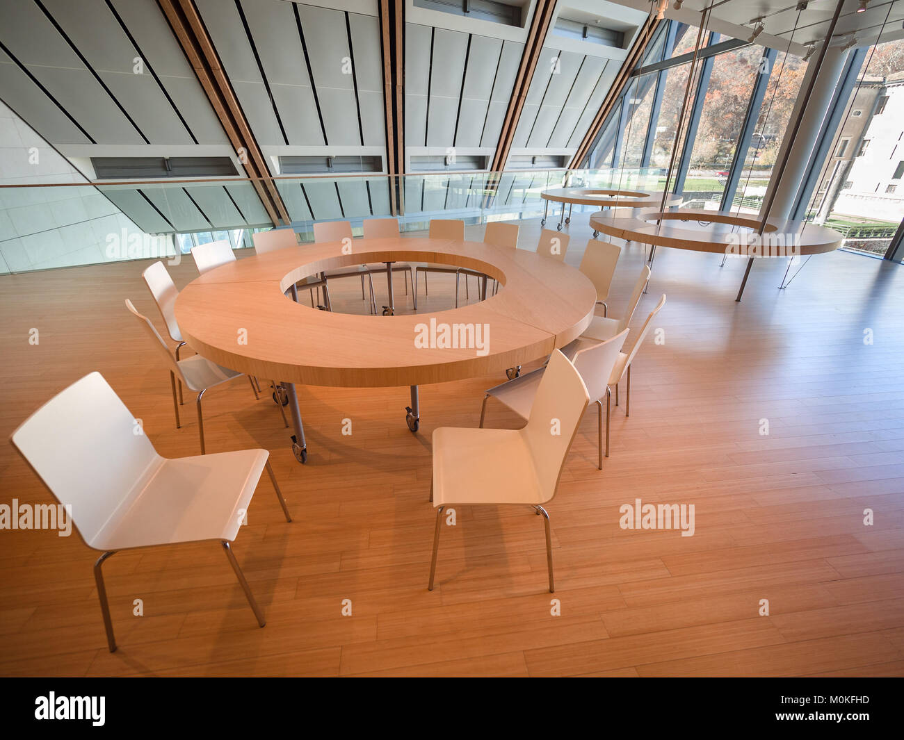 Trento, Italy - November 19, 2017: Space dedicated to educational workshops in the modern building of the Museum of Science of Trento. Stock Photo