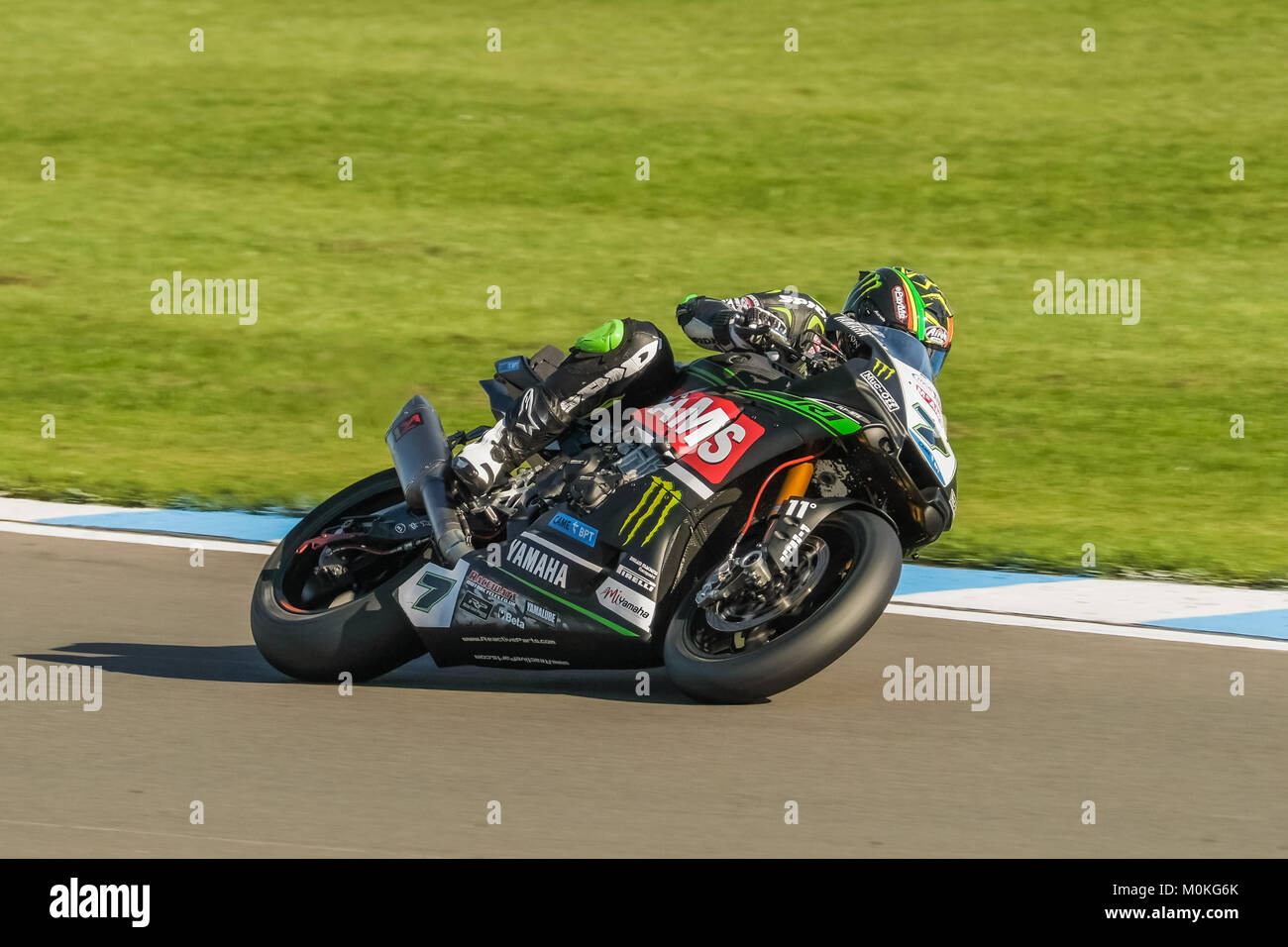 Michael Laverty on the McAms Yamaha YZF-R1 at the British Superbike Meeting at Donington Park, Castle Donnington, Leicestershire England in April 2017 Stock Photo