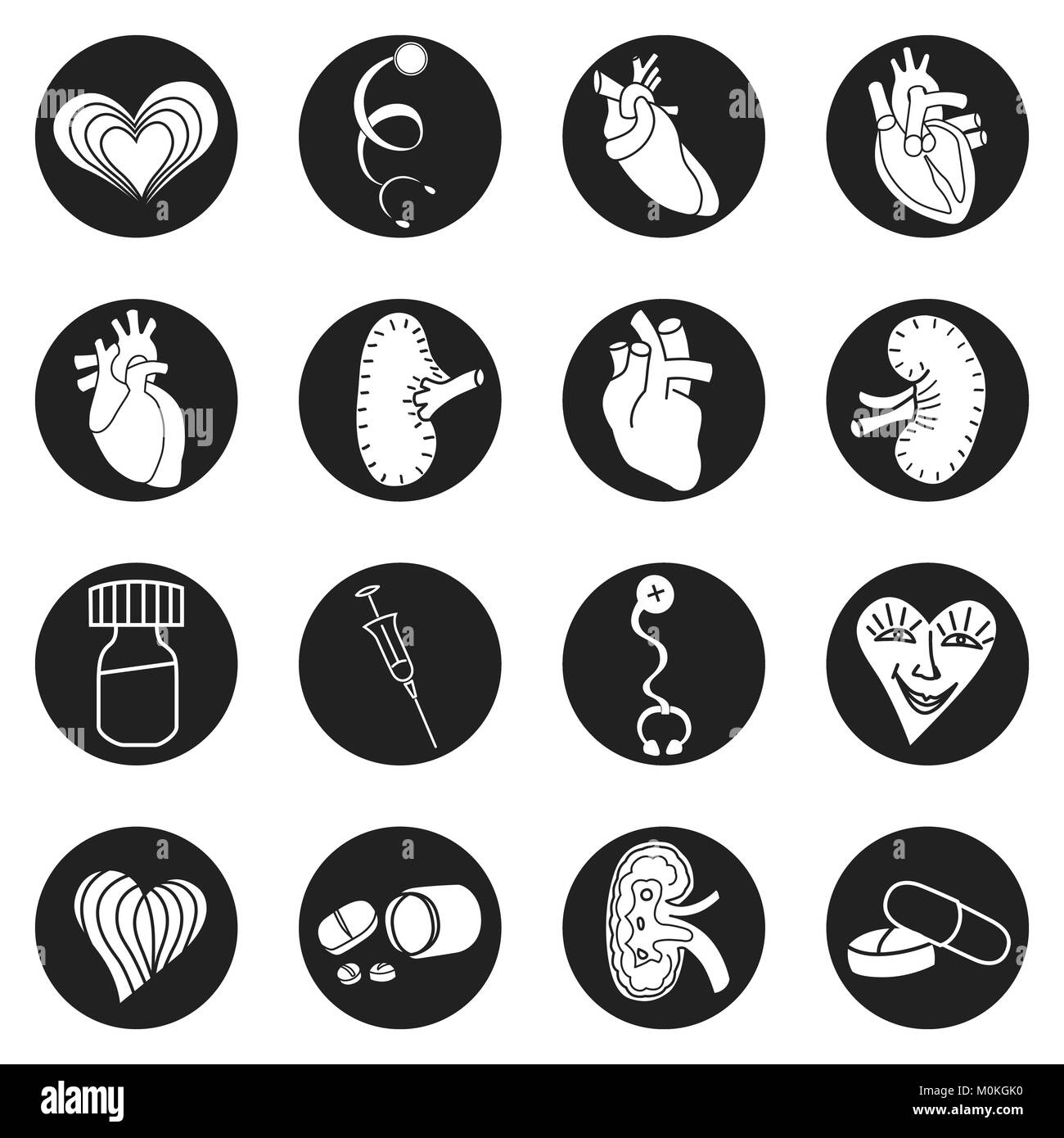 Set of medical icons. Black and white. Vector illustration Stock Vector ...