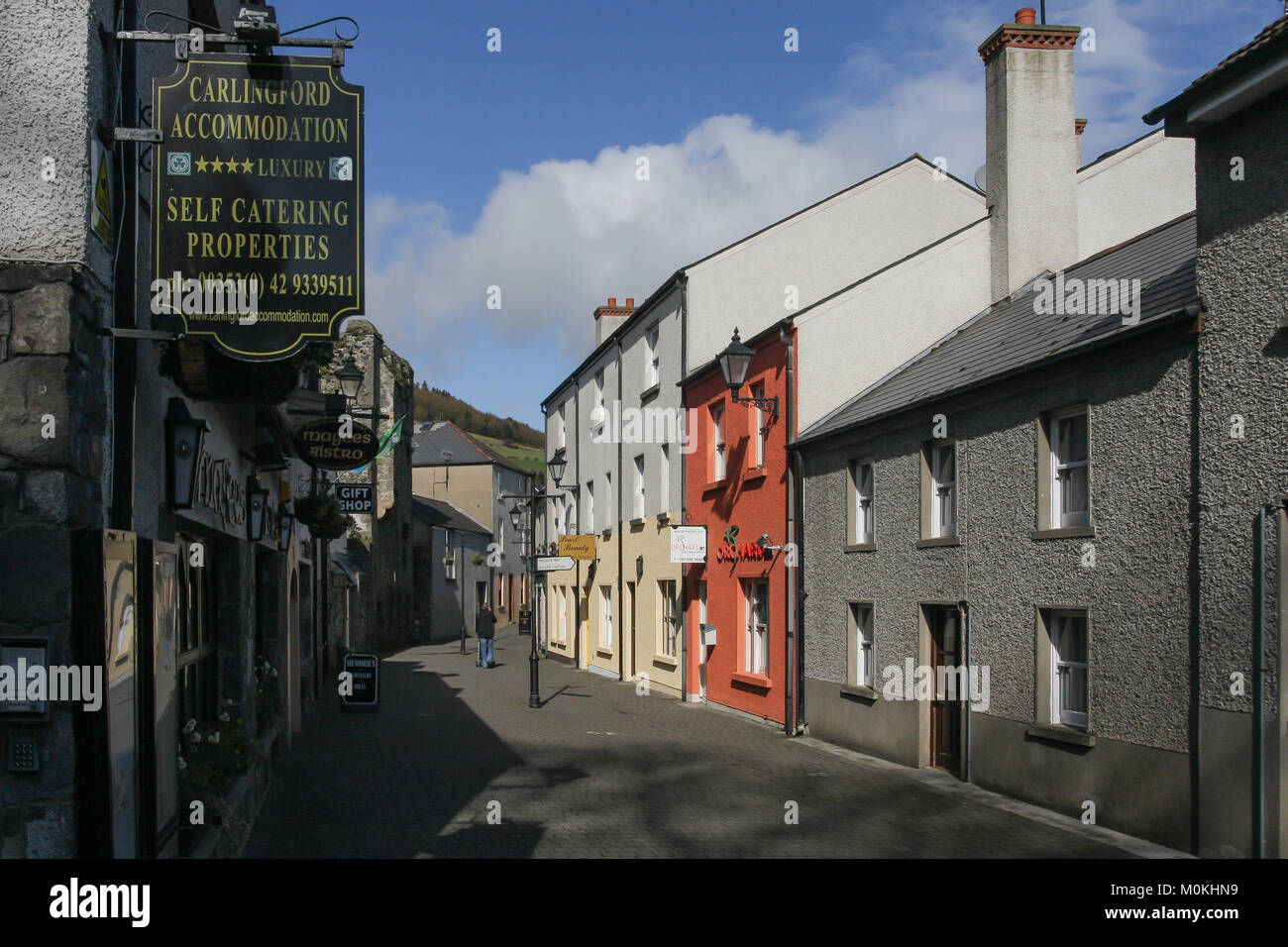 Street in Carlingford a medieval town on the Cooley Peninsula in