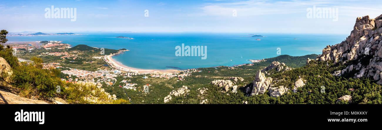 View from the highest platform in Yangkou trail, Laoshan mountain, Qingdao, China. Yang Kou is a beautiful trail where visitors can have a spectacular Stock Photo
